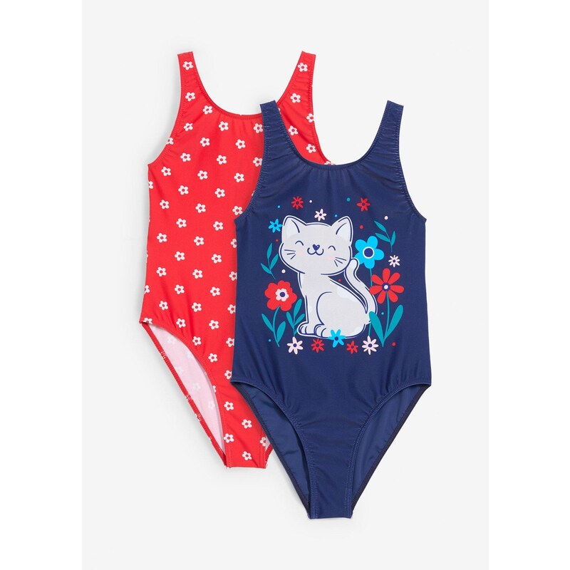 bonprix Jednodielne plavky (2 ks), farba červená 63477759