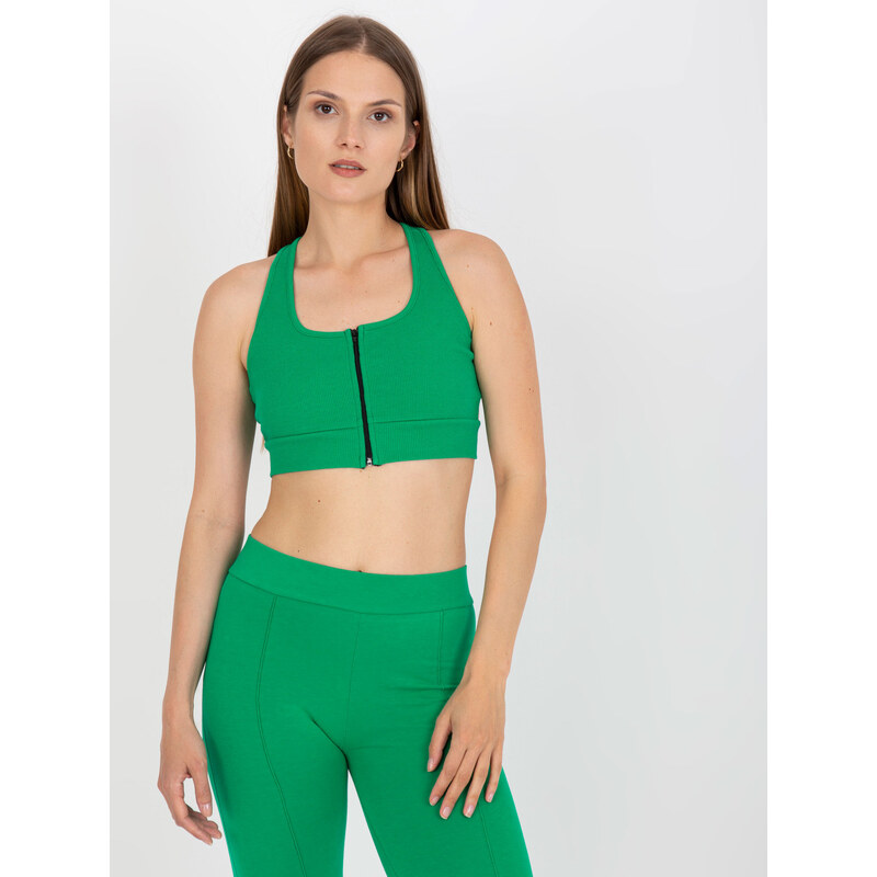 RUE PARIS Zelený crop top na zip -RV-TP-8011.42-green 57950450