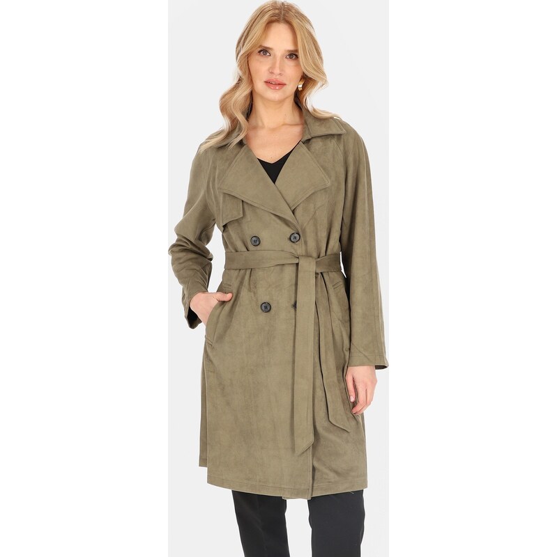 Perso Kaki dámsky dvojradový kabát BLE 252325 F - Kaki 63495518