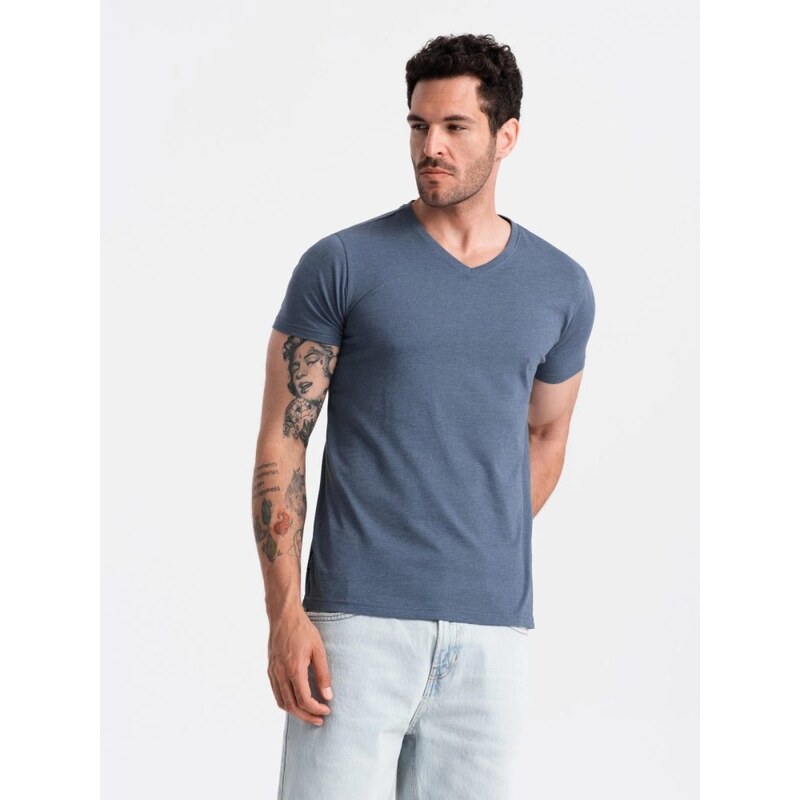 Ombre Clothing Bavlnené pánske tričko modré v18 om-tsbs-0145 63513238