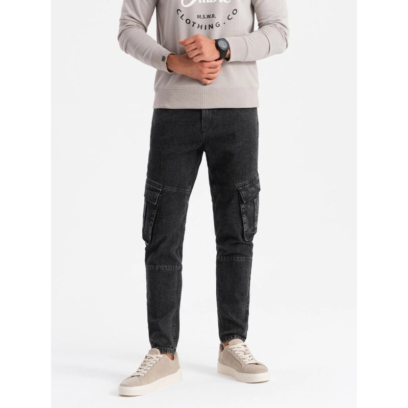 Ombre Clothing Čierne rifle s bočnými vreckami P1079 63513462