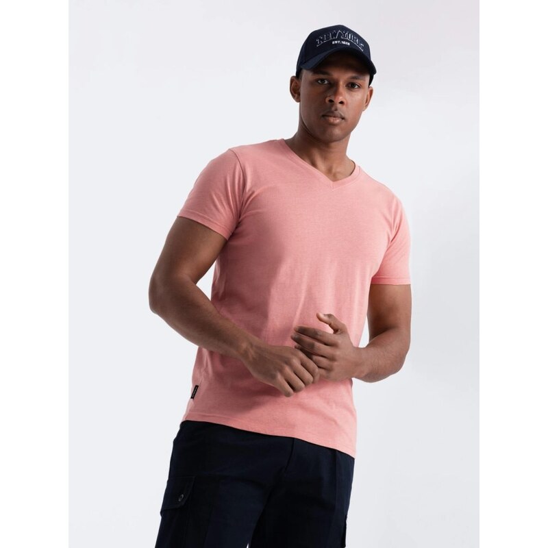 Ombre Clothing Bavlnené pánske tričko ružové v7 om-tsbs-0145 63513467