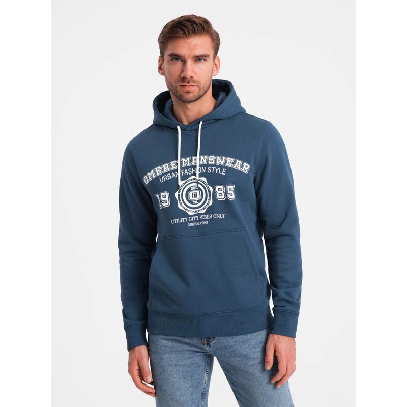 Ombre Clothing Mikina s kapucňou pre mužov modrá v2 om-ssps-0143 63513471