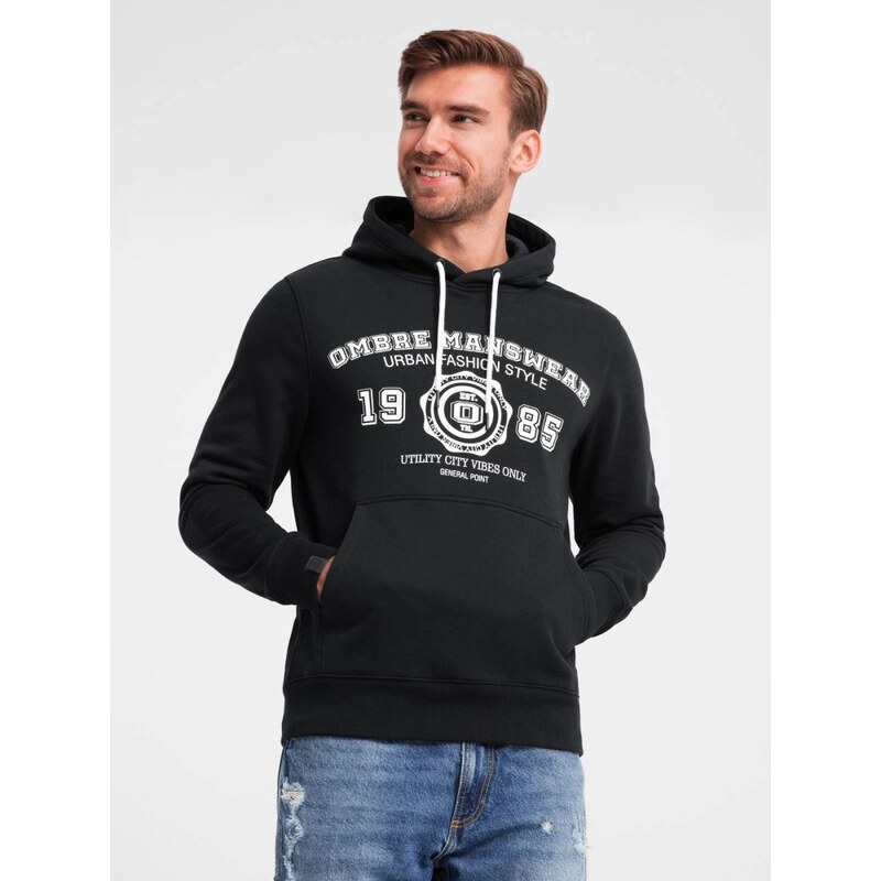 Ombre Clothing Mikina s kapucňou pre mužov čierna v3 om-ssps-0143 63513472