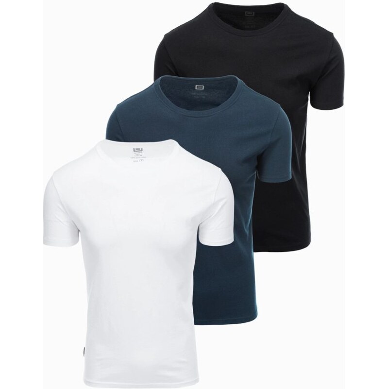 Ombre Clothing Trojbalenie bavlnených tričiek v mix farbách V1 TSBS 63513478