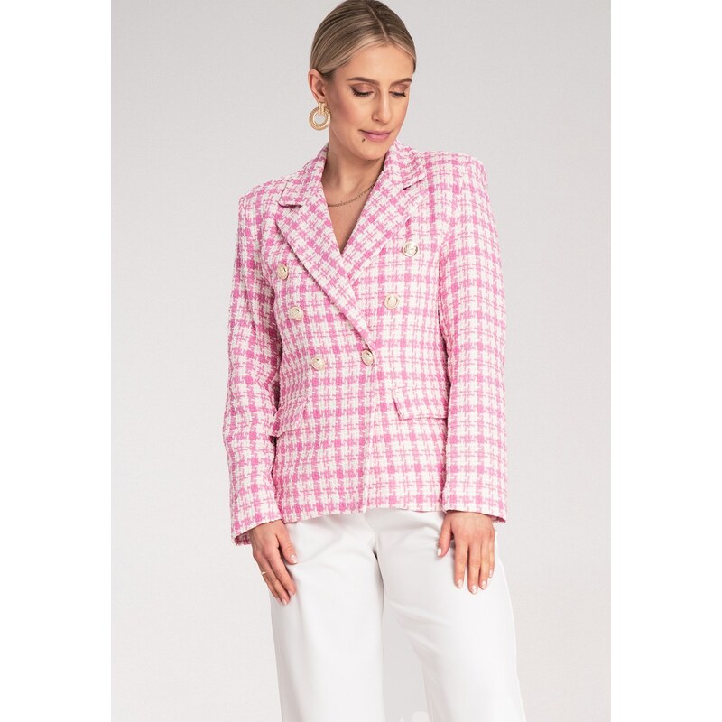 FIGL Ružový dámsky blejzer z elegantnej žakárovej látky M1130 Pink 66149713