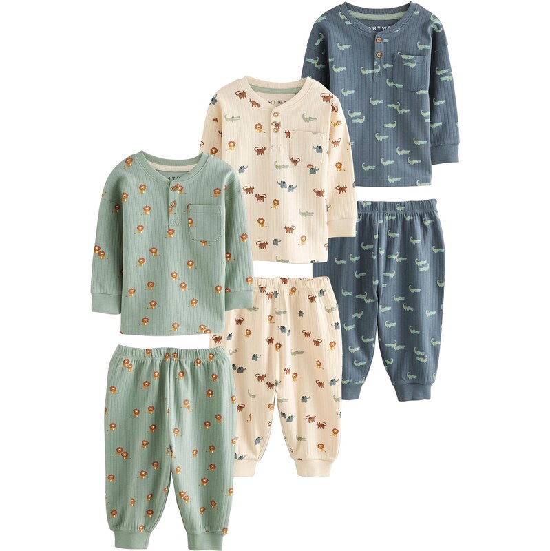 Next Pyžamo svetlobéžová / zafírová / hnedá / pastelovo zelená 63517632