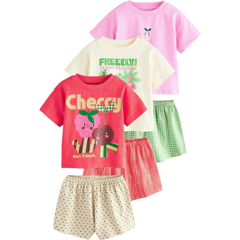 Next Pyžamo svetlobéžová / svetlozelená / levanduľová / červená 63817685