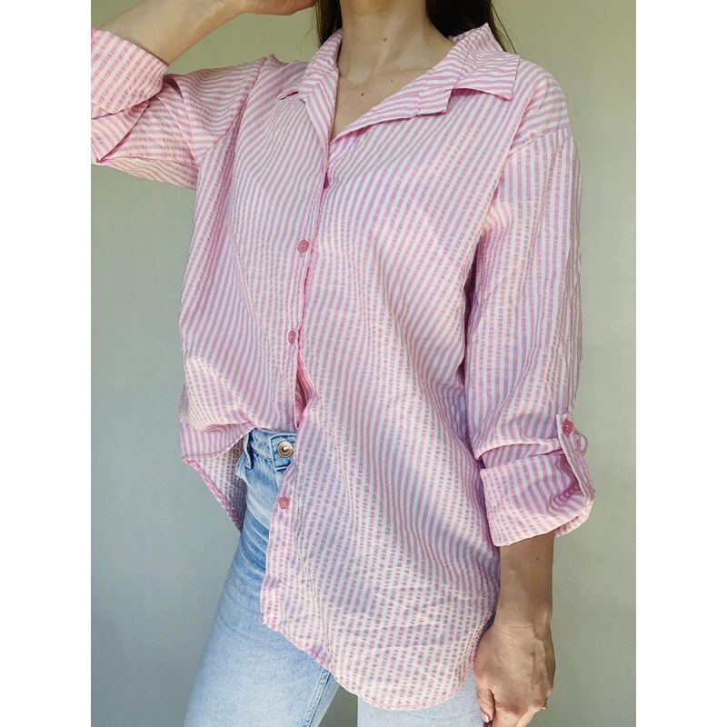 modnenakupy.sk Ružová košeľa s pásikmi MARIBEL 63517802