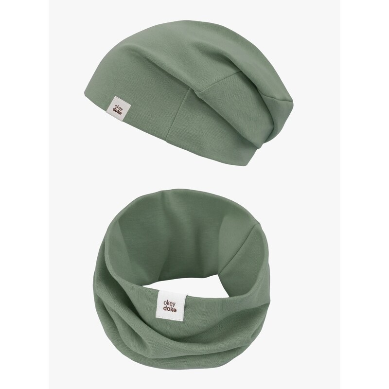 DOKE Set čiapka a nákrčník organic oil green 63522511