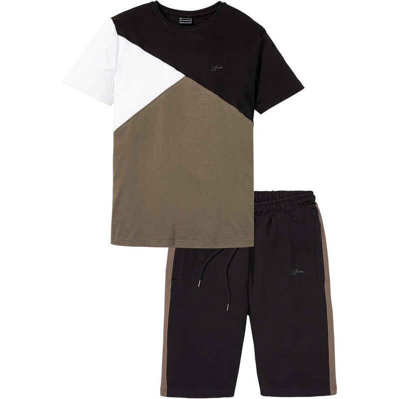 bonprix Tričko a bermudy (2-dielna sada), farba čierna 44915755