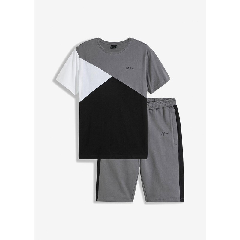 bonprix Tričko a bermudy (2-dielna sada), farba šedá 50747906