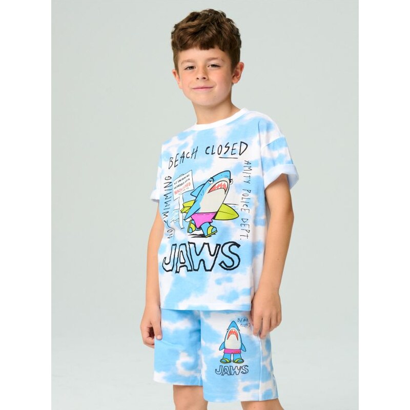 Sinsay - Kraťasy tie-dye Jaws - svetlomodrá 65741264