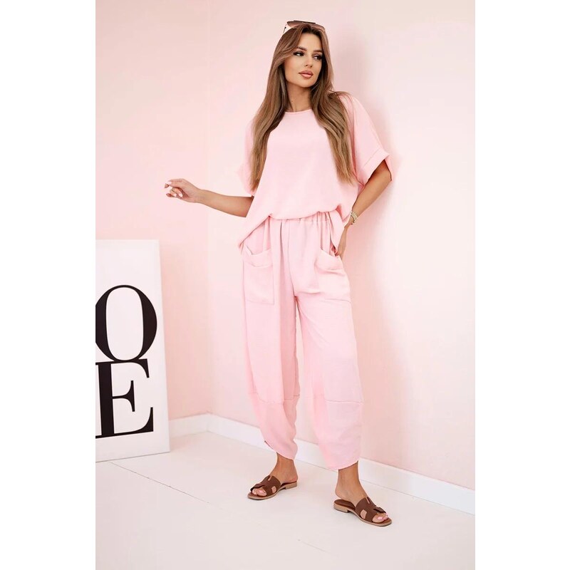 MladaModa Viskózová tepláková súprava model 5920 pudrovo ružová 62639708