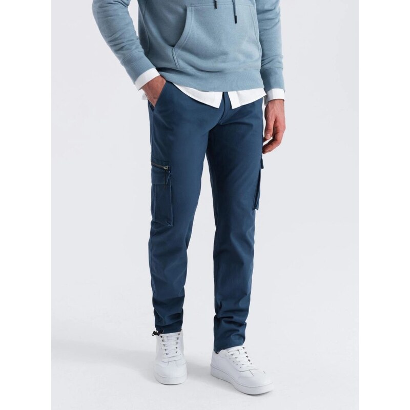 Ombre Clothing Tmavo-modré športové nohavice pre mužov v4 om-pacg-0196 63541143