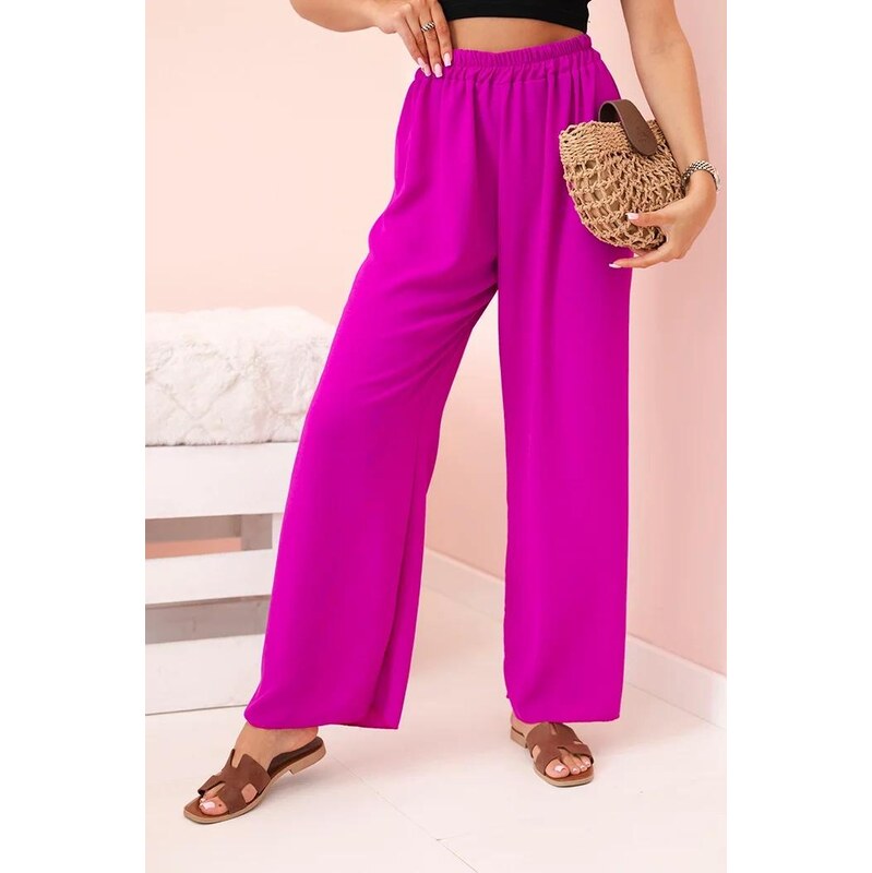 MladaModa Široké viskózové nohavice model IT-41 fialové 64436614