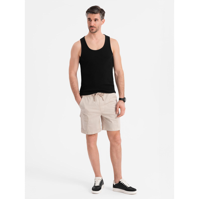 Ombre Mens loose-fit shorts with cargo pockets - cream 64793139