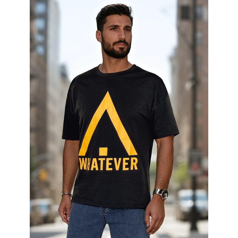 Dstreet Čierne pánske tričko s výrazným nápisom 63552287