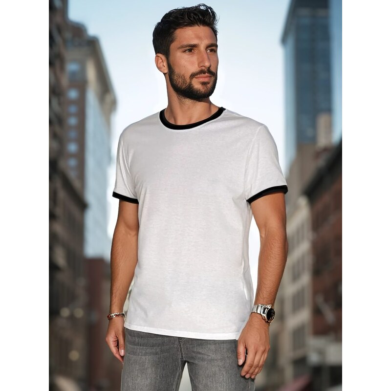 Dstreet Pohodlné biele pánske tričko 63552285