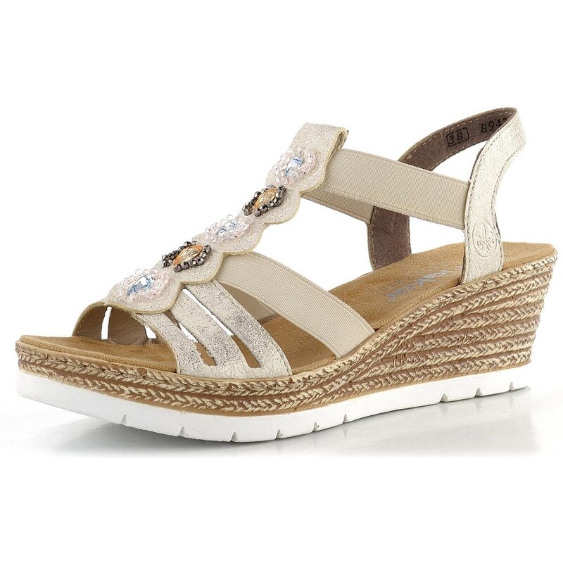 Rieker sandále na kline beige/gold 619B2-60 63155268