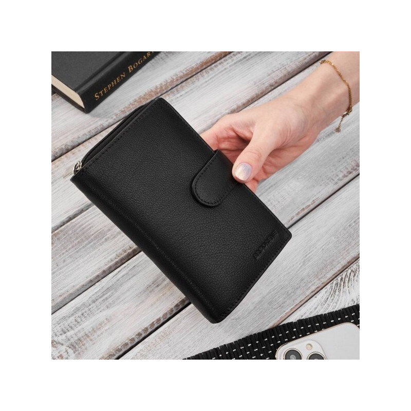 Brodrene Dámska kožená peňaženka veľká RFID | čierna G-12-BL 63553862