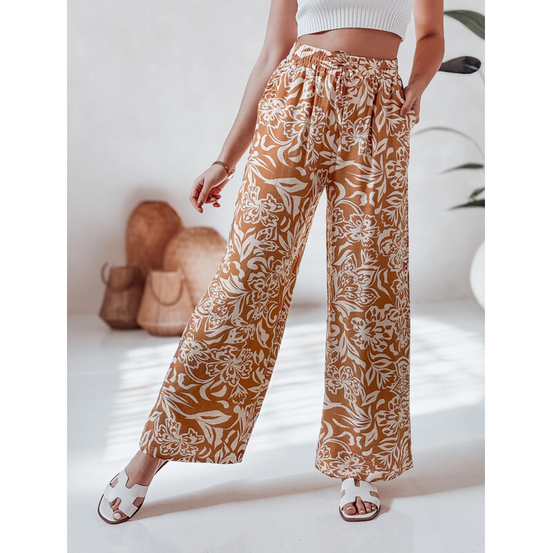 BASIC Camel dámske vzorované nohavice TROPICAL SUN UY2633 63553891
