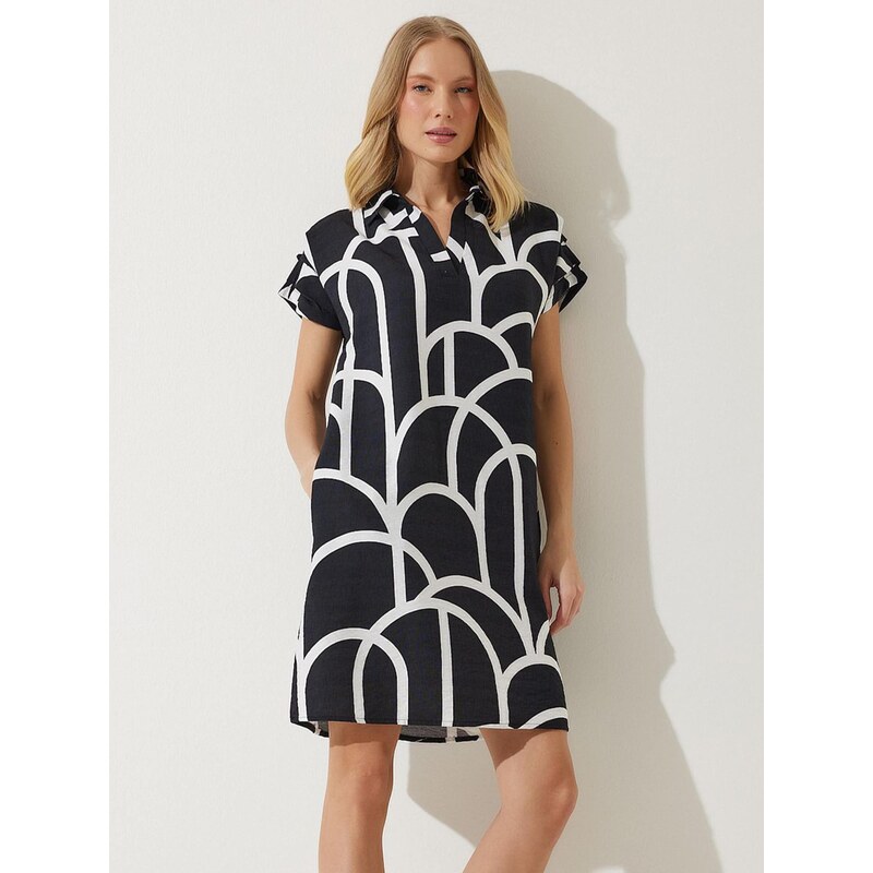 Happiness İstanbul Šaty čierna / šedobiela