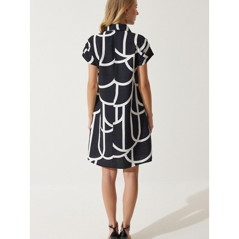 Happiness İstanbul Šaty čierna / šedobiela