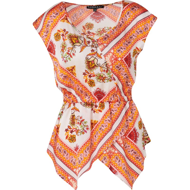 KOROSHI Blúzka oranžová / marhuľová / červená / biela 65809646