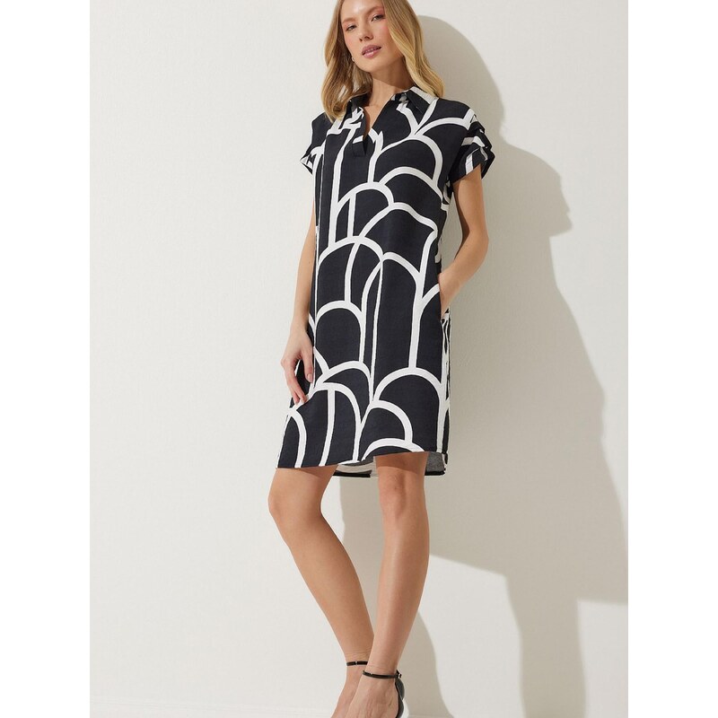 Happiness İstanbul Šaty čierna / šedobiela