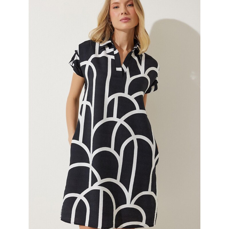 Happiness İstanbul Šaty čierna / šedobiela