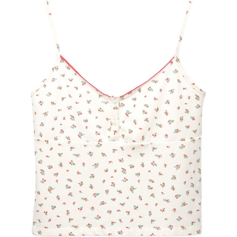 Pull&Bear Top svetlobéžová / trstinová / červená 65878592