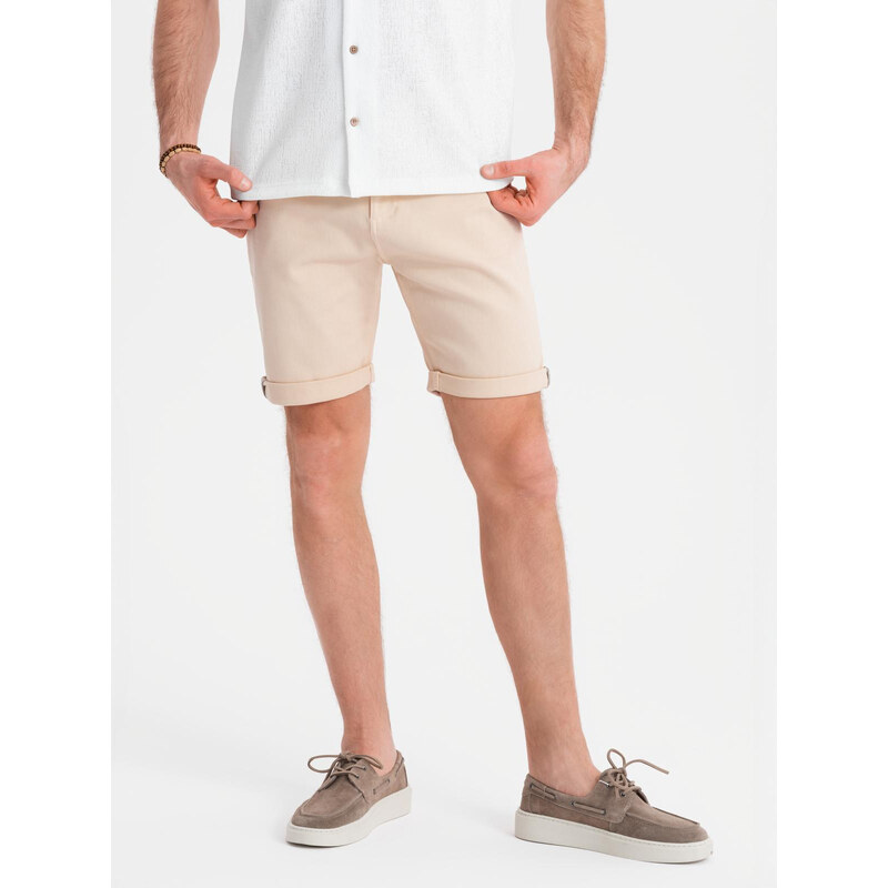 Ombre Mens denim classic shorts with rolled up leg - cream 64793145