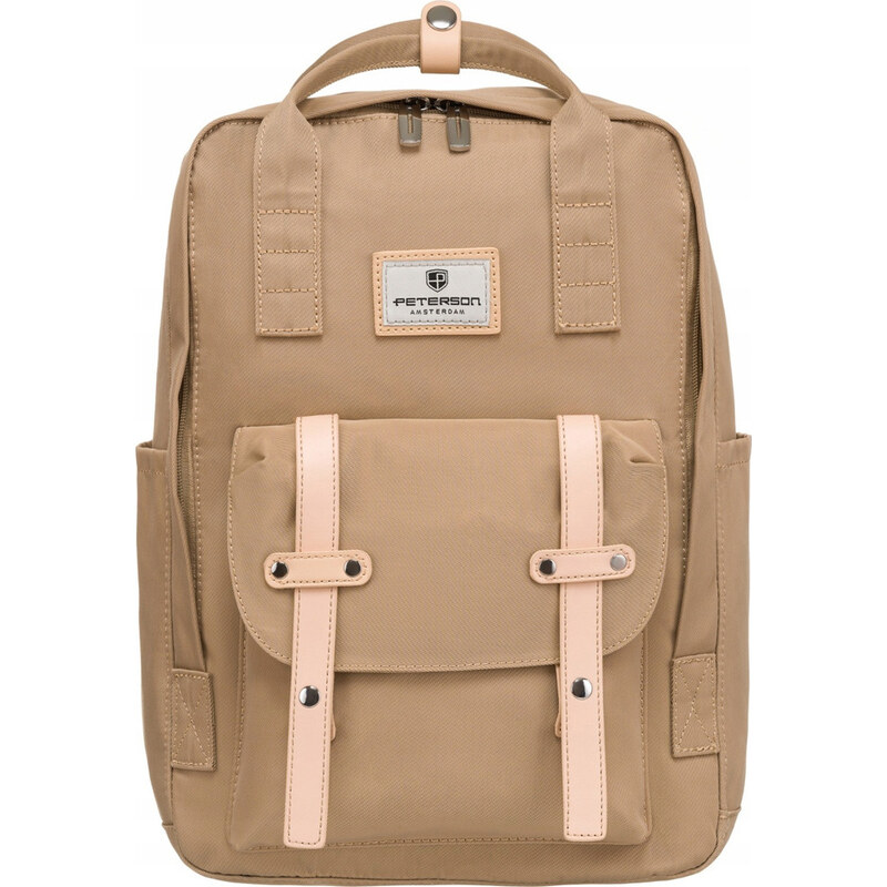 Peterson Tmavobéžový mestský batoh s vreckom PTN 79905 50073345