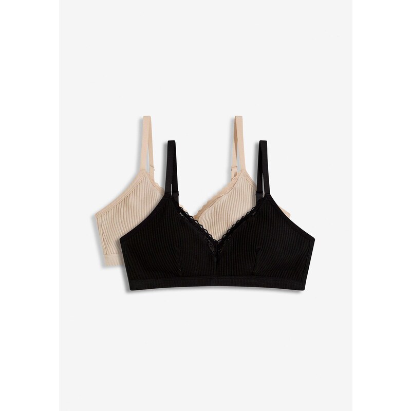 bonprix Podprsenka bralette, vystužená bez kostíc, s bio bavlnou (2 ks 63541200