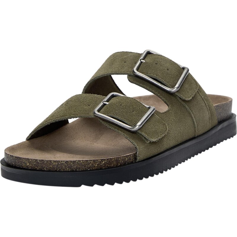 Pull&Bear Šľapky kaki 63973719