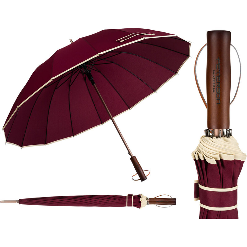 Elegantný červený dáždnik s veľkou strieškou – Peterson 63573507