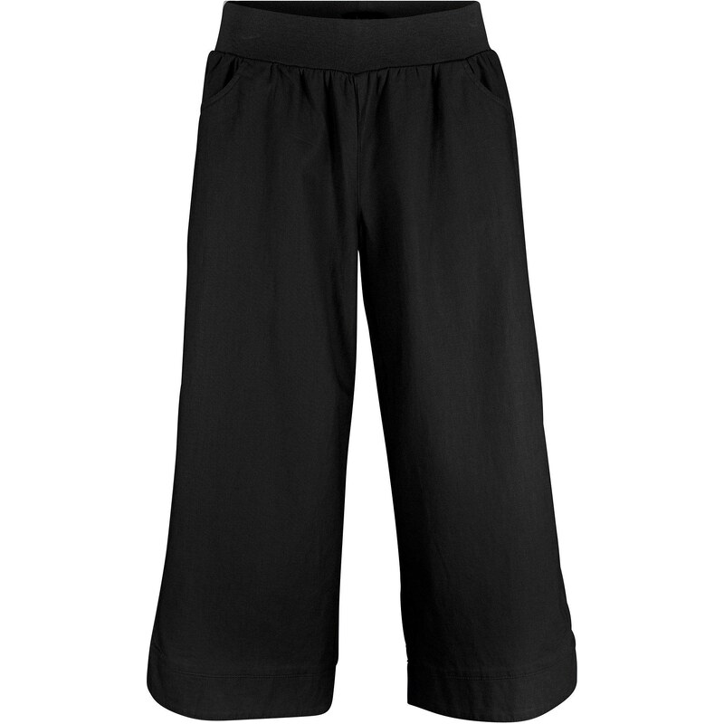 bonprix 3/4 nohavice z pláteno-bavlneného materiálu, farba čierna 44733561