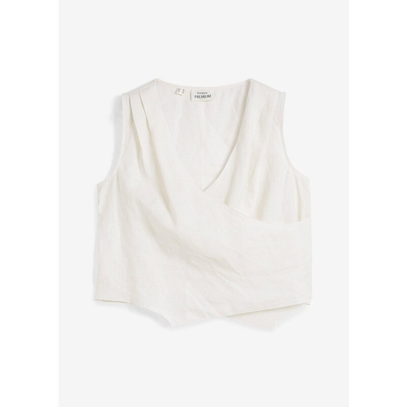 bonprix Blúzkový top z čistého plátna v zavinovacom vzhľade, farba 52417712