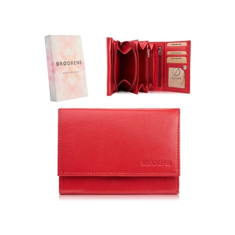 Brødrene Dámska kožená peňaženka s RFID ochranou | červená G-25MN/RED 63581818