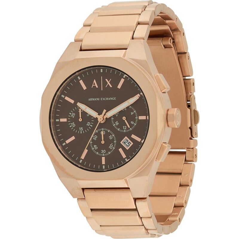ARMANI EXCHANGE Analógové hodinky tmavohnedá / ružové zlato 63594625