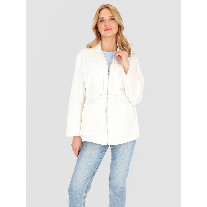 Perso Biela ľahká dámska parka na zips BLE 252679 F - White 63591631