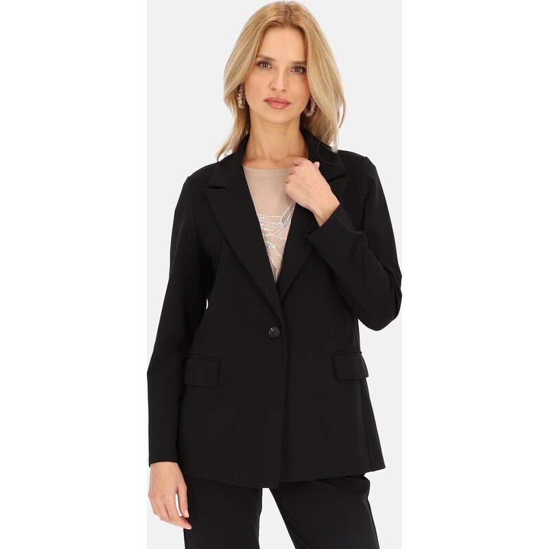 Perso Čierne dámske sako s viskózou VEE 242404 F - Black 63591632