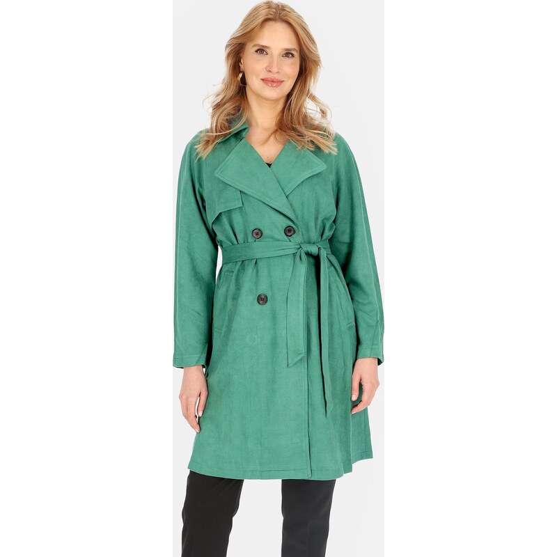 Perso Zelený dámsky dvojradový kabát BLE 252325 F - Green 63591637