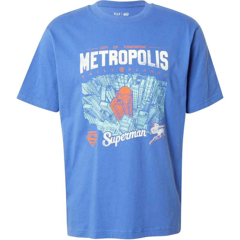 GAP Tričko SUPERMAN METROPOLIS azúrová / vodová / oranžová / biela 63594724