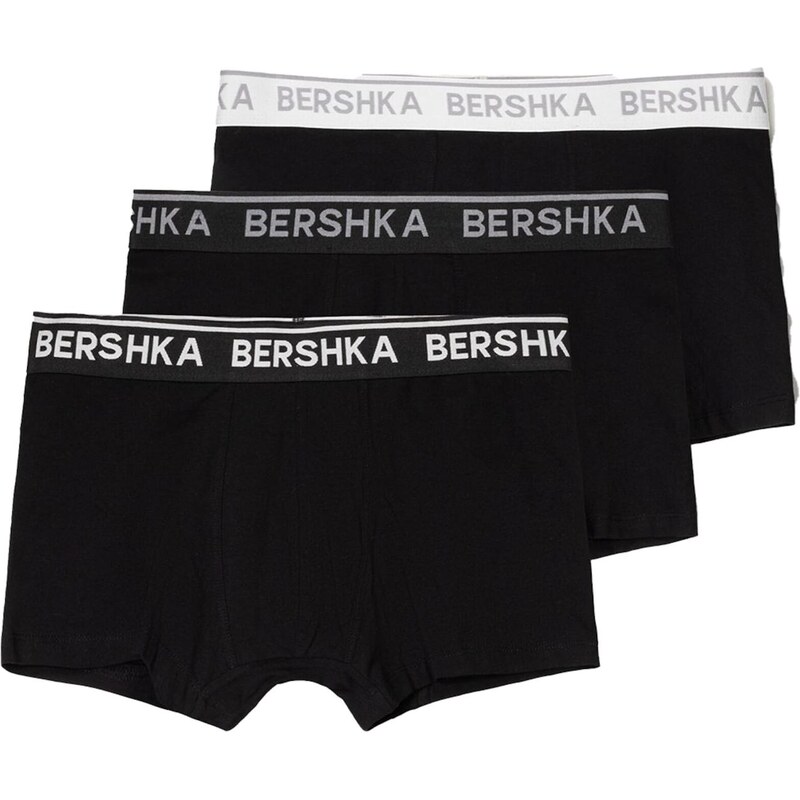 Bershka Boxerky sivá / čierna / biela 63741710