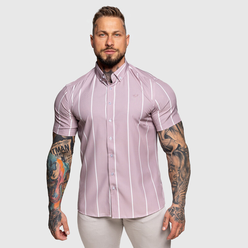 Strečová košeľa Iron Aesthetics Short Stripe, svetlofialová 63598416
