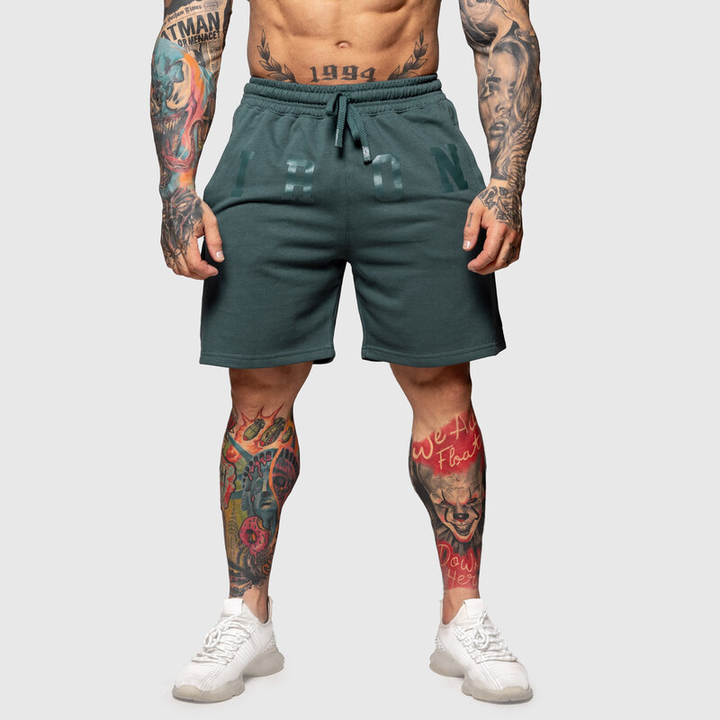 Teplákové kraťasy Iron Aesthetics College, zelené 63598418