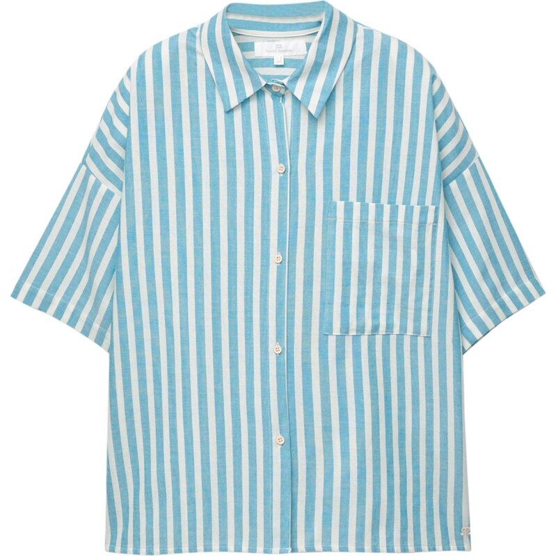 Pull&Bear Blúzka svetlomodrá / biela 65878455