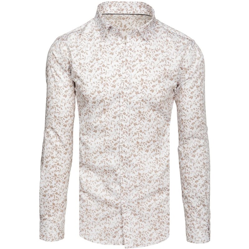 Dstreet Atraktívna béžovo-biela košeľa so vzorom lístia 63657798